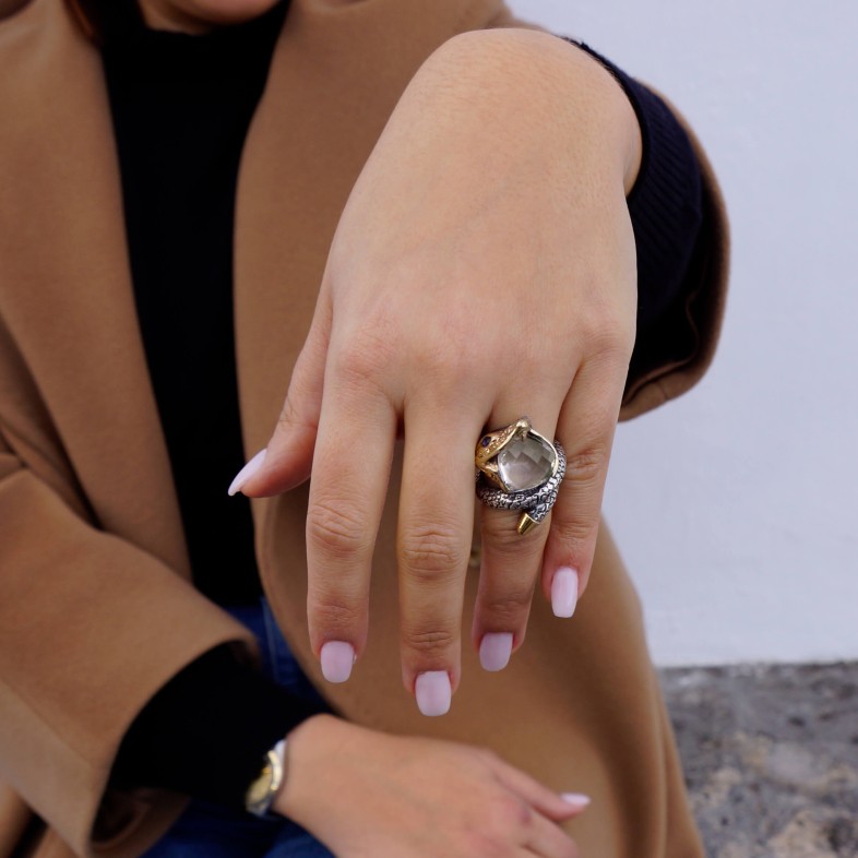 SILVER AND GOLD 9K SNAKE | STYLIANO