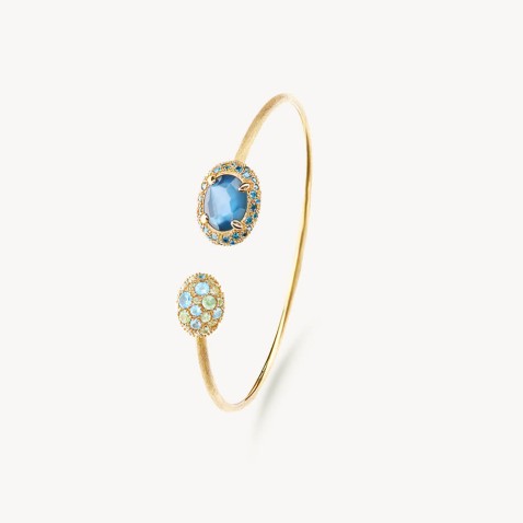 Gold Bangle with Diamonds, Topaz and Sapphires | Reverse