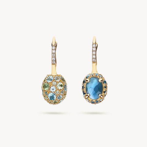 Double-face Ball Drop Earrings with Natural Stones | Reverse