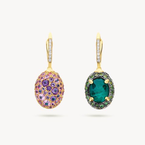 Natural Stones Double-face ball drop Earrings | Nanis