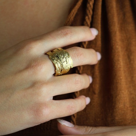 Anel Prata Eucalyptus bark | Natura