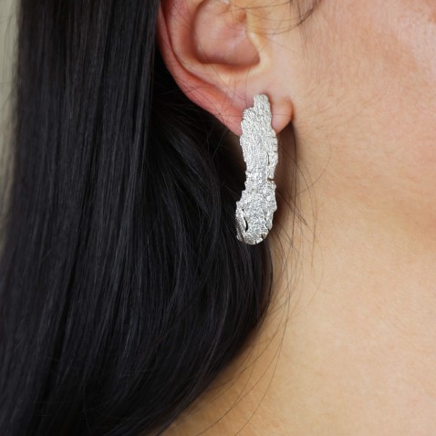 SILVER EUCALYPTUS BARK EARRINGS | NATURA