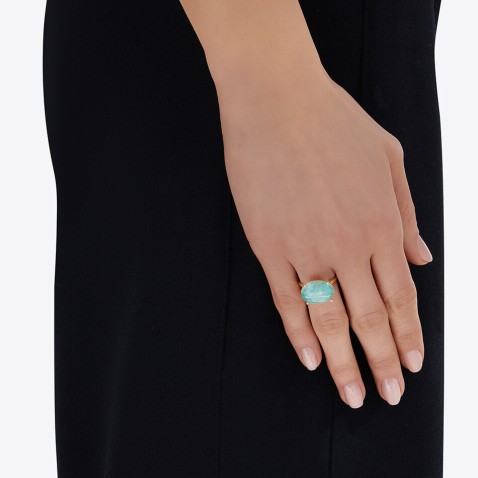 Anel em Ouro 18k com Quartzo Rutilado | Ipanema Mar