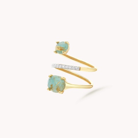 Anel Ouro 18k com Quartzo Rutilado | Ipanema Mar