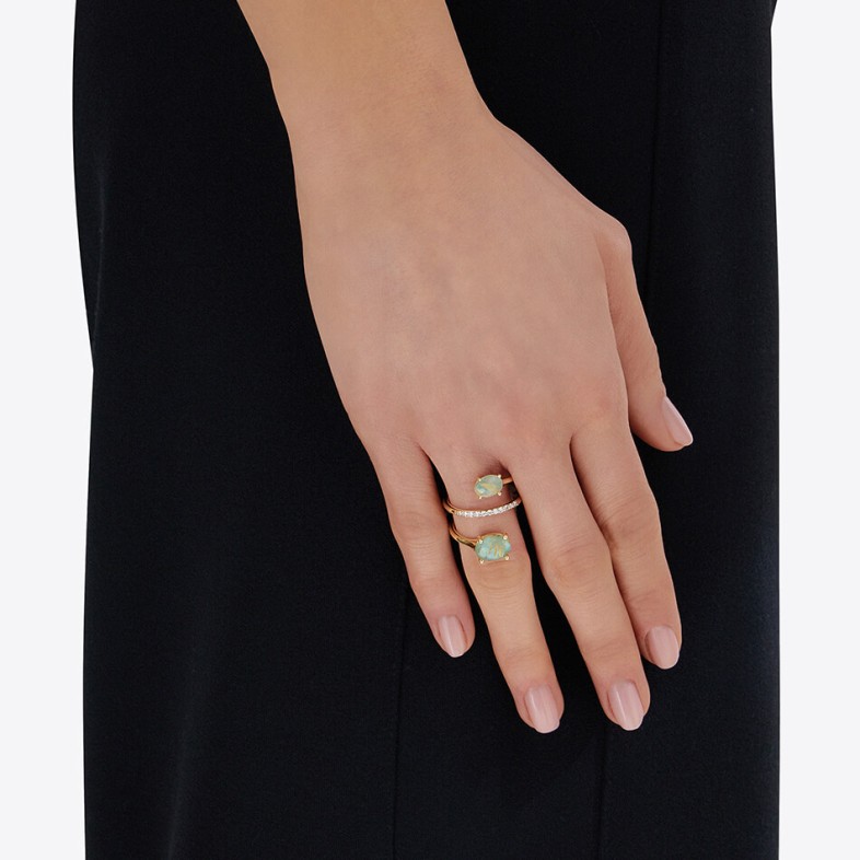 Anel Ouro 18k com Quartzo Rutilado | Ipanema Mar