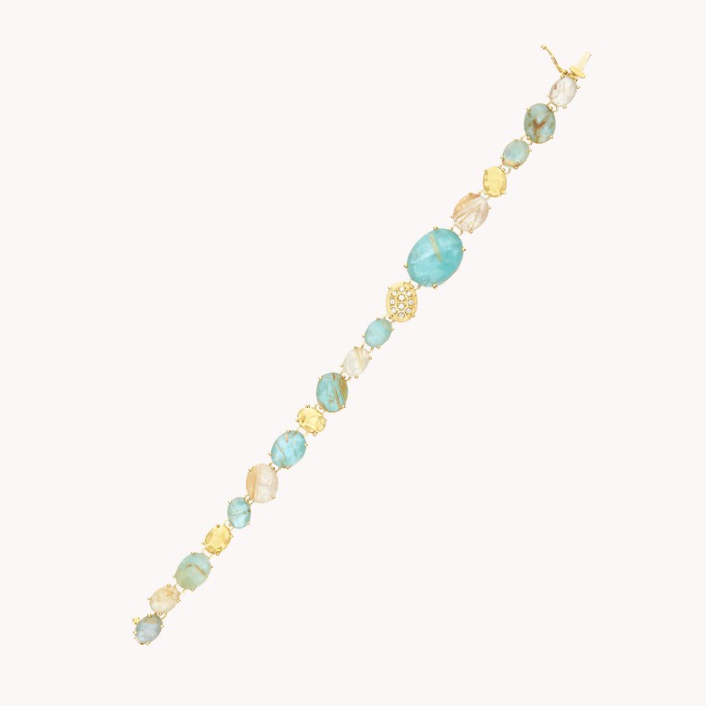 Bracelet in Polished Gold with Rutilated Quartz and diamonds | Ipanema Mar