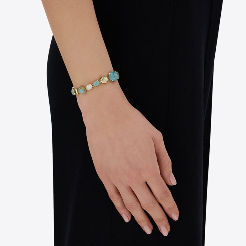 Bracelet in Polished Gold with Rutilated Quartz and diamonds | Ipanema Mar