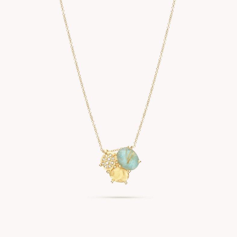 FIO COM PENDENE 18K/RUTILE QUARTZ/DIAM.