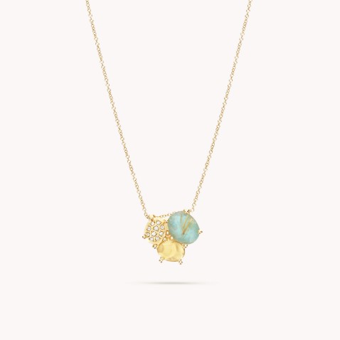 FIO COM PENDENE 18K/RUTILE QUARTZ/DIAM.
