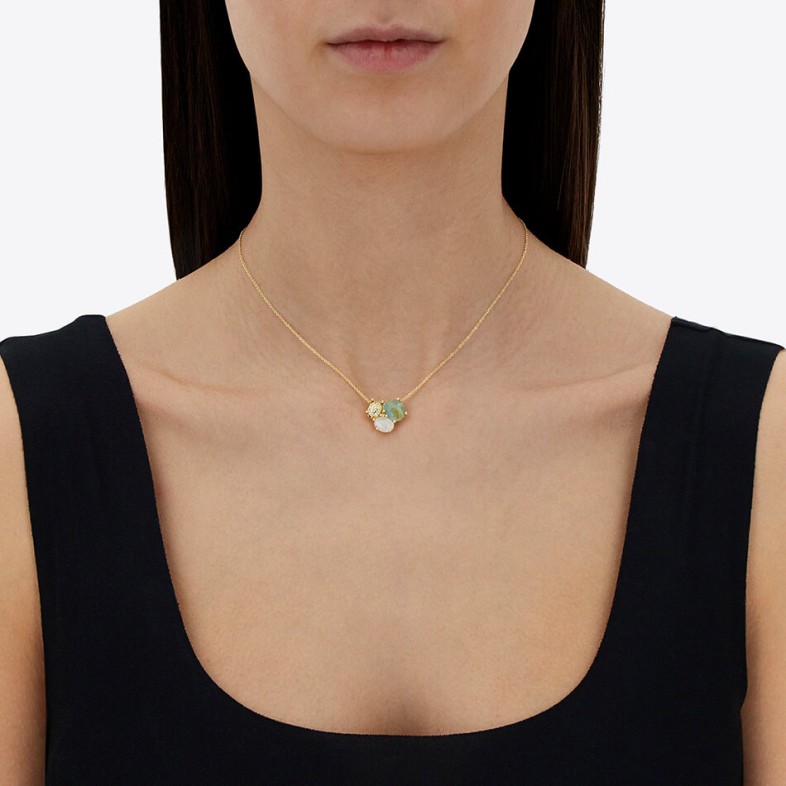 Necklace with Trilogy Pendant in Polished Gold with Rutilated Quartz | Ipanema Mar