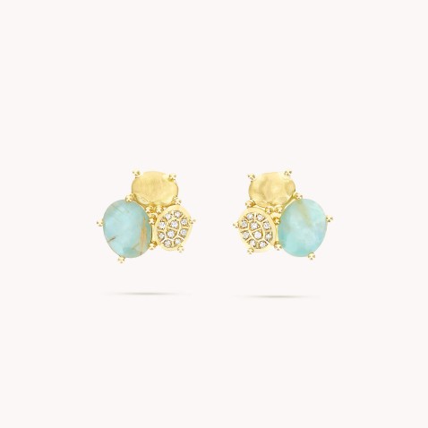 Brincos em Ouro 18k com Quartzo Rutilado com Diamantes | Ipanema Mar