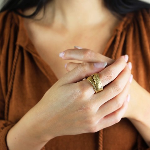 Anel Prata Eucalyptus bark | Natura