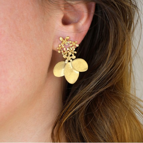 Golden Silver pendant earrings | Louise
