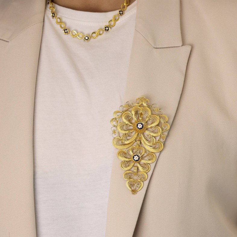 Pendente "Laa de Filigrana" em ouro de 19,20k