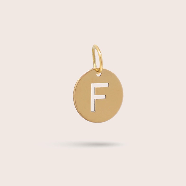 Letter F Gold Charm - 10 mm