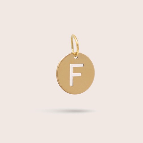 Letter F Gold Charm - 10 mm
