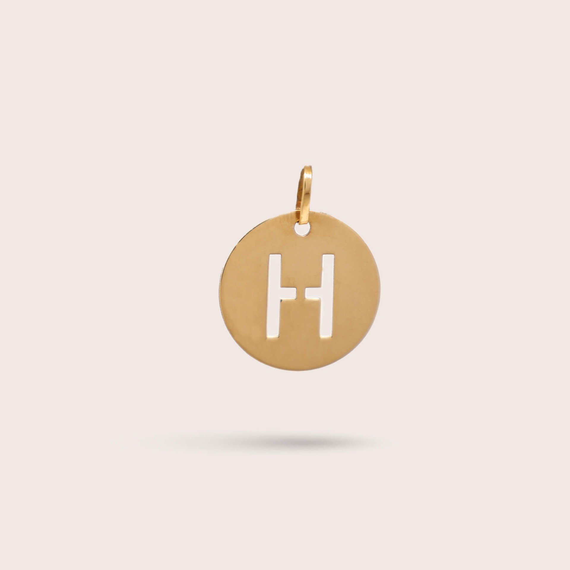 Medalha Letra H em Ouro - 10 mm