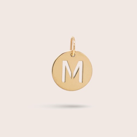 Letter M Gold Charm - 10 mm