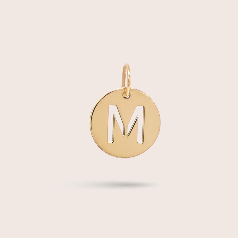 Letter M Gold Charm - 10 mm