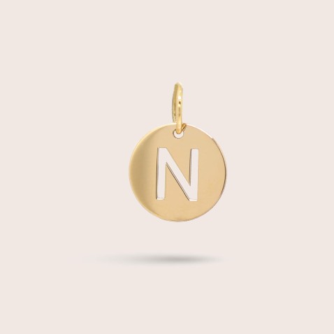 Letter N Gold Charm - 10 mm