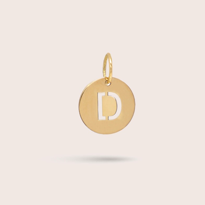 Medalha Letra D em Ouro - 10 mm