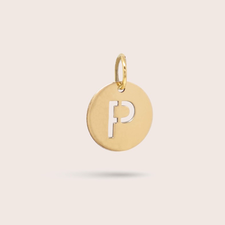 Letter P Gold Charm - 10 mm