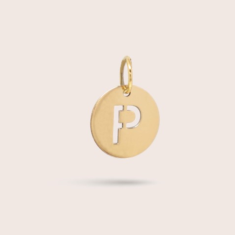Letter P Gold Charm - 10 mm