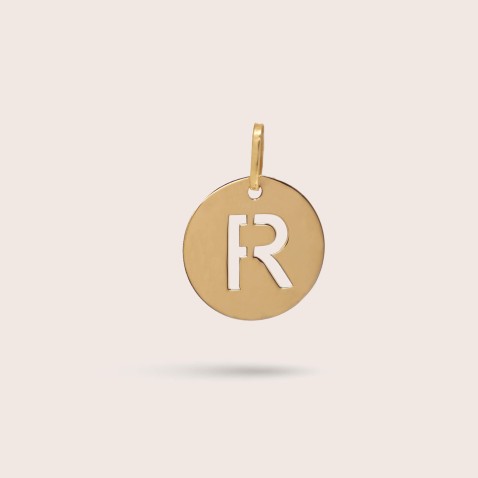 Letter R Gold Charm - 10 mm