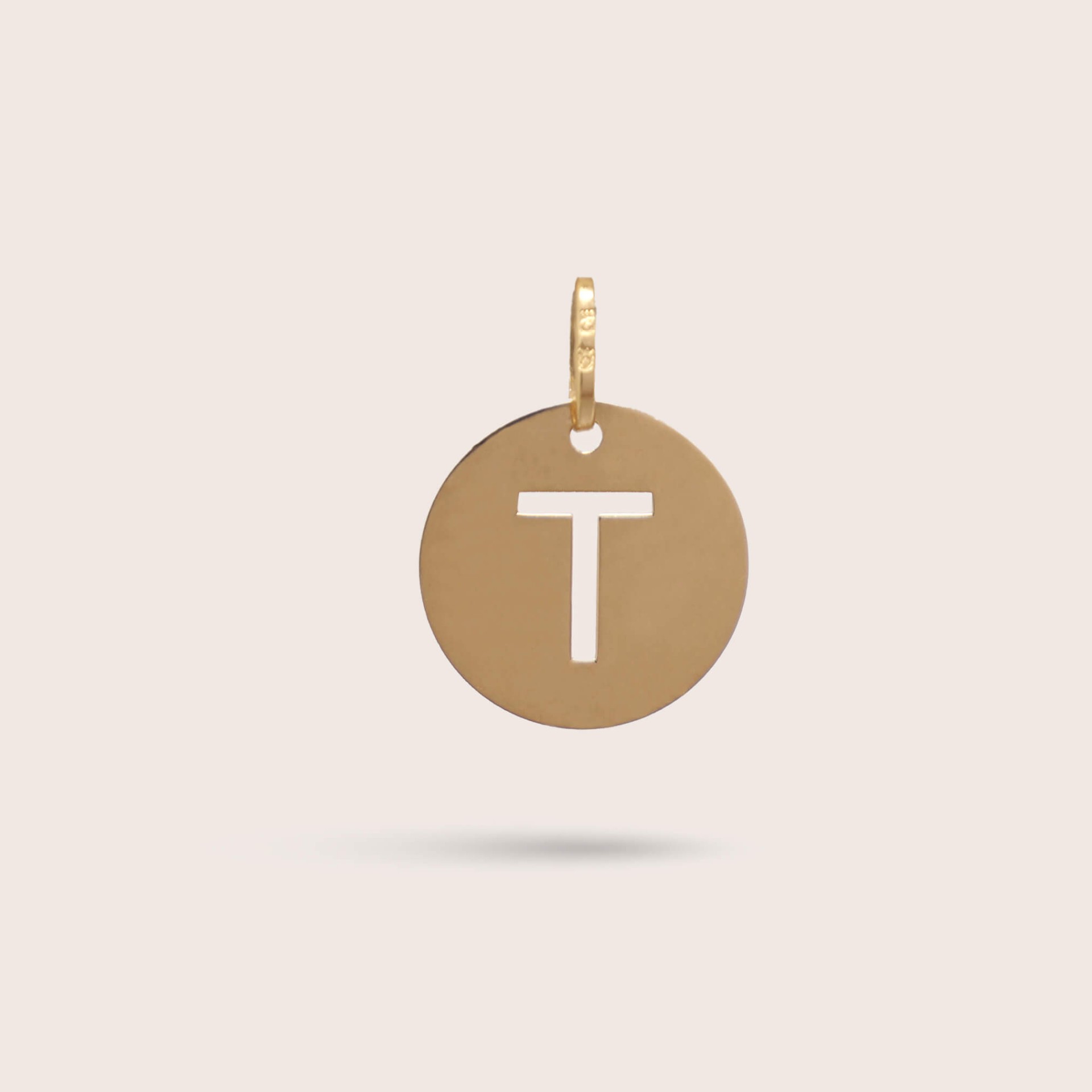 Medalha Letra T em Ouro - 10 mm