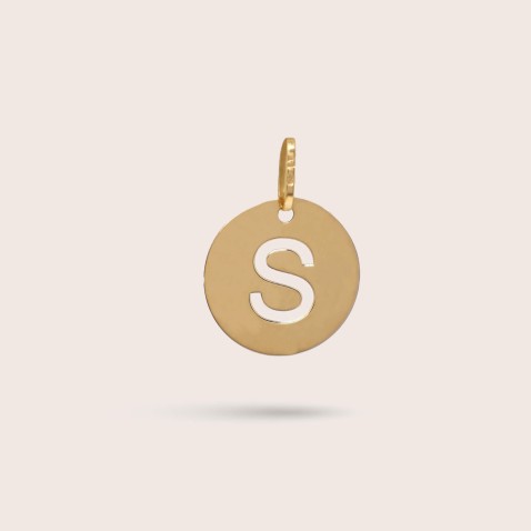 Letter S Gold Charm - 10 mm