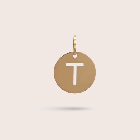 Letter T Gold Charm - 10 mm