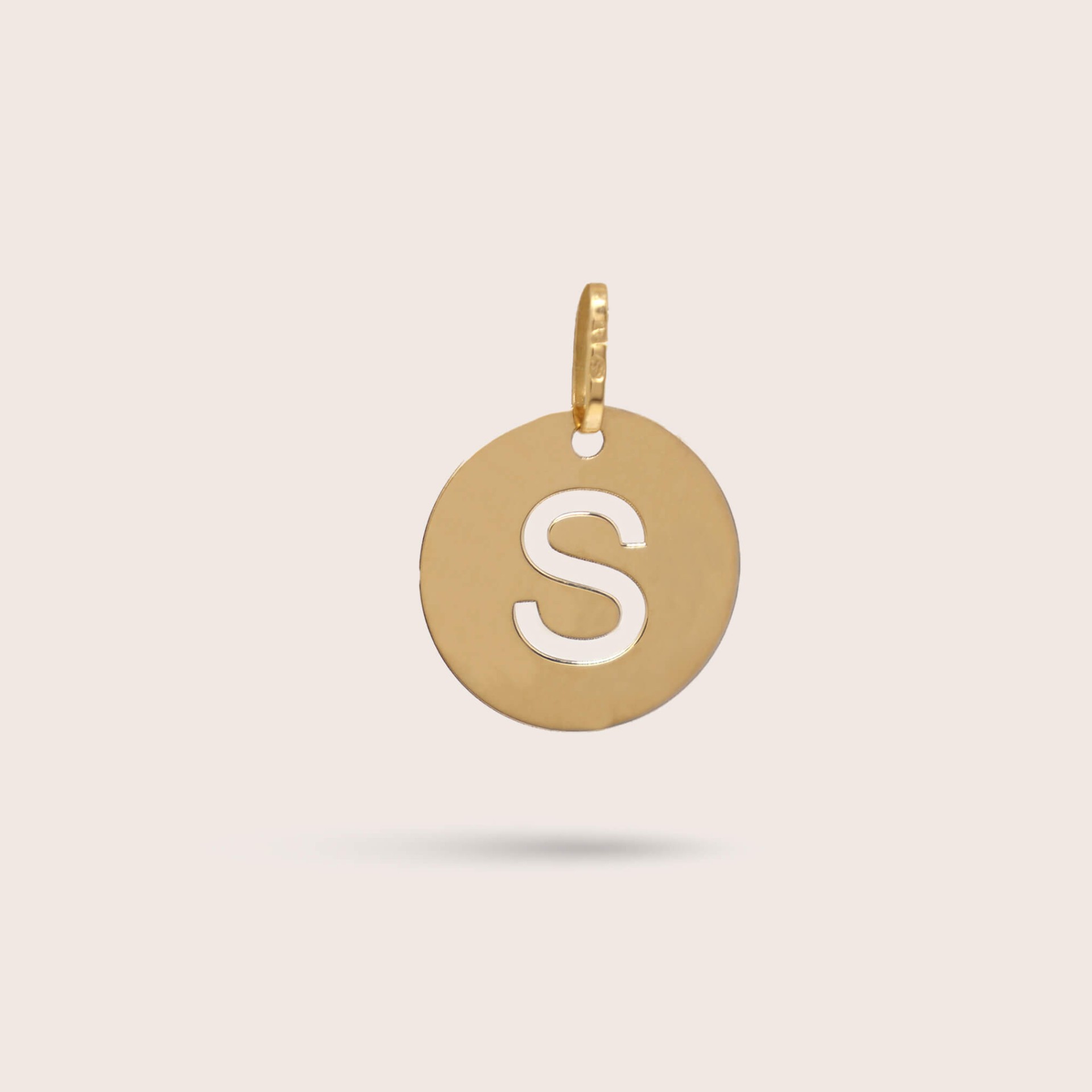 Medalha Letra S em Ouro - 10 mm
