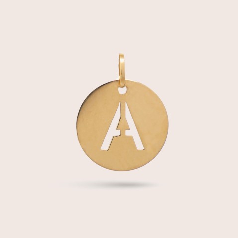 Medalha Letra A em Ouro - 15 mm