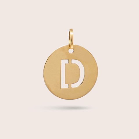 Medalha Letra D em Ouro - 15 mm