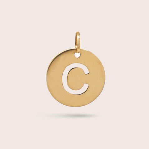 Medalha Letra C em Ouro - 15 mm