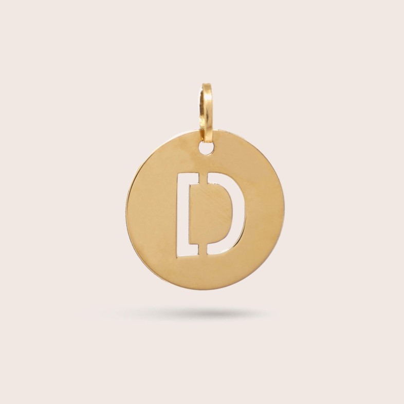 Medalha Letra D em Ouro - 15 mm