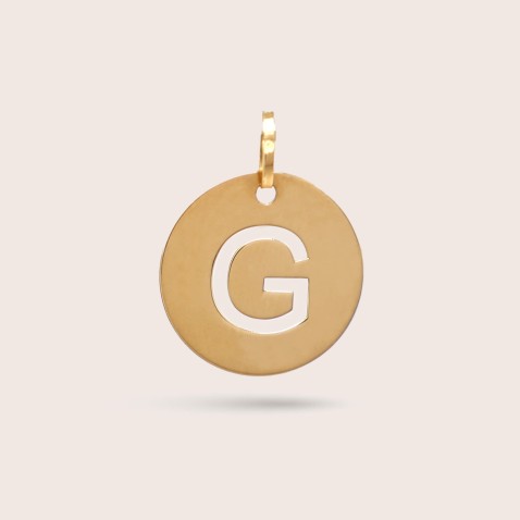 Medalha Letra G em Ouro - 15 mm