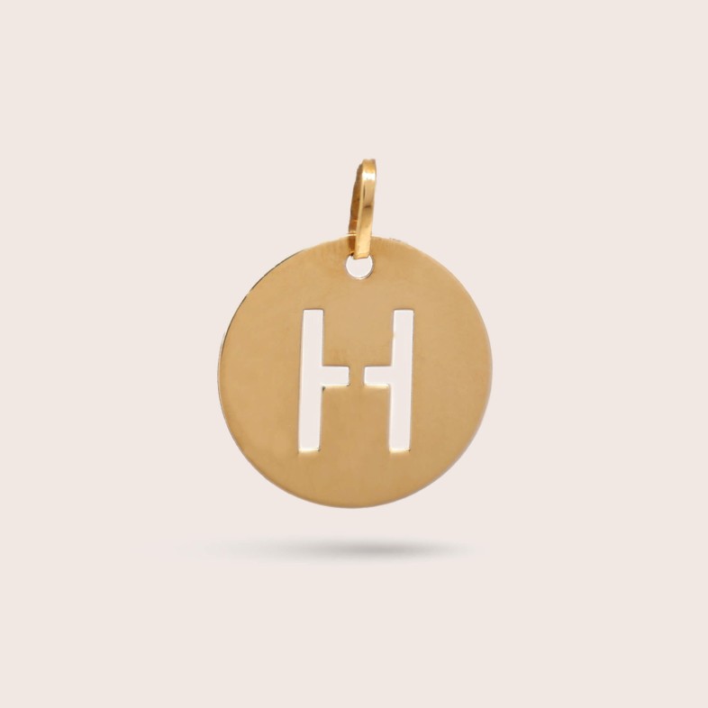 Letter H Gold Charm - 15 mm