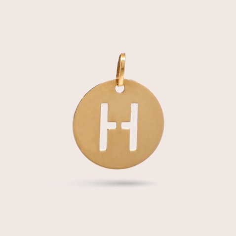 Medalha Letra H em Ouro - 15 mm