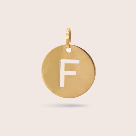 Medalha Letra F em Ouro - 15 mm