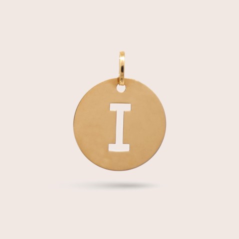 Medalha Letra I em Ouro - 15 mm