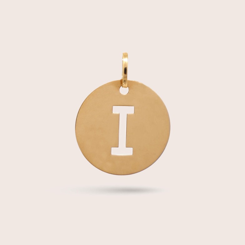 Medalha Letra I em Ouro - 15 mm