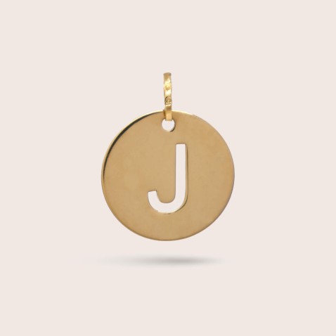 Medalha Letra J em Ouro - 15 mm