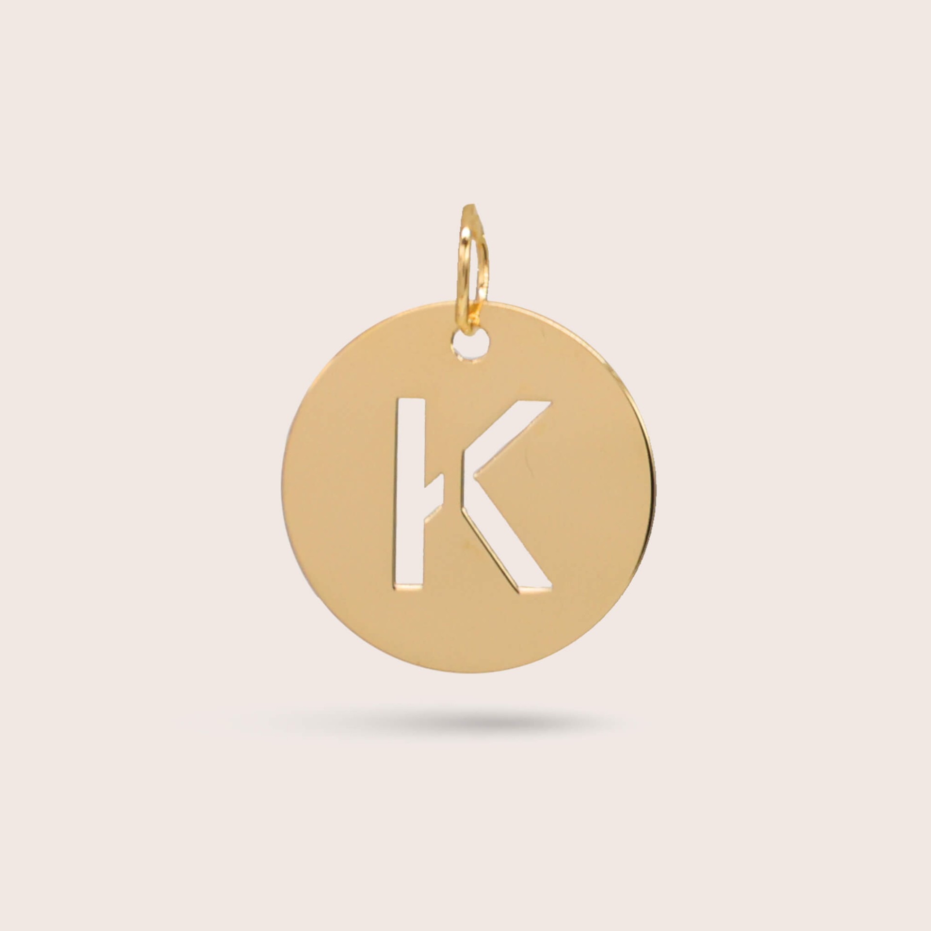 Medalha Letra K em Ouro - 15 mm
