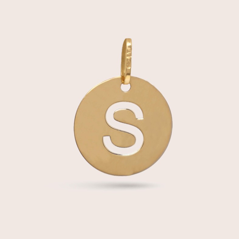 Medalha Letra S em Ouro - 15 mm