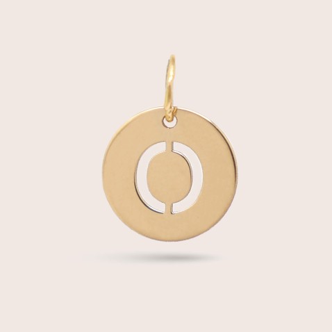 Medalha Letra O em Ouro - 15 mm