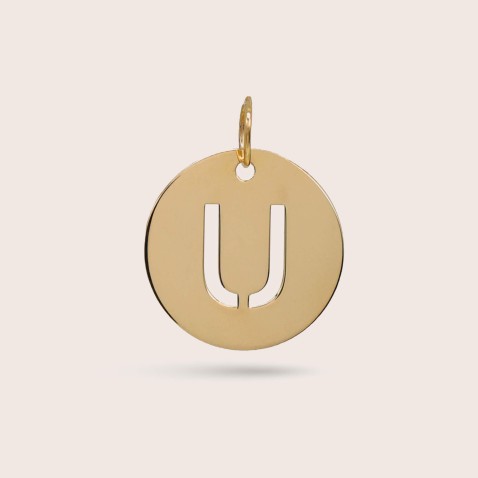 Medalha Letra U em Ouro - 15 mm