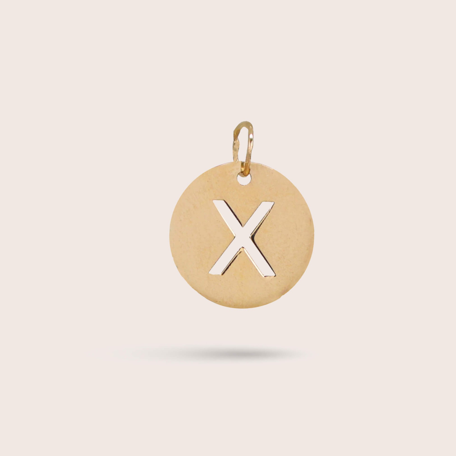 Medalha Letra X em Ouro - 10 mm
