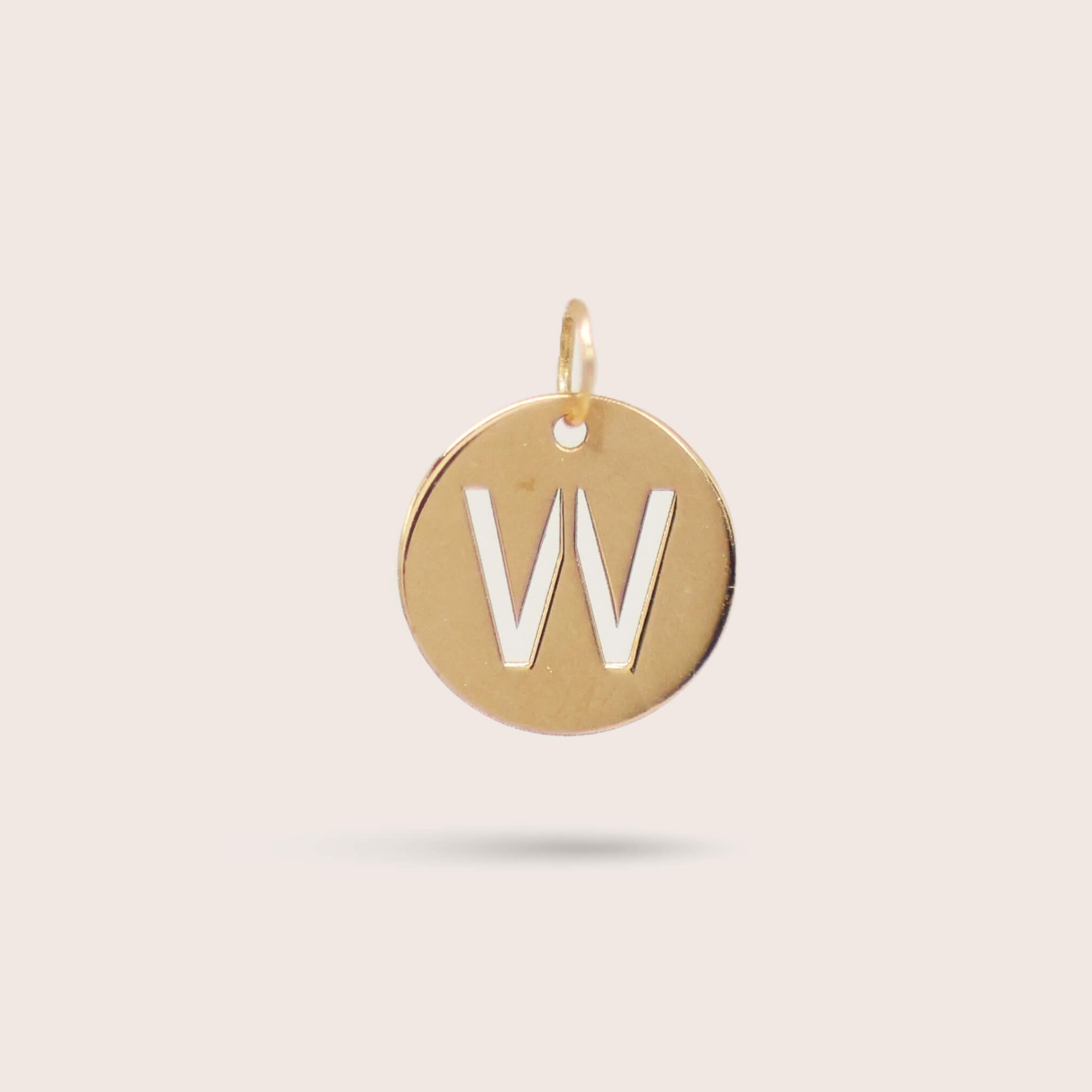 Medalha Letra W em Ouro - 10 mm