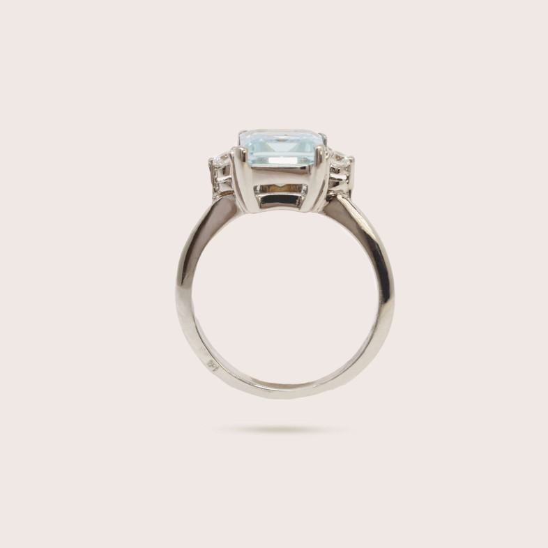 Aquamarine and Diamond Gold Engagement Ring | Blue Sea